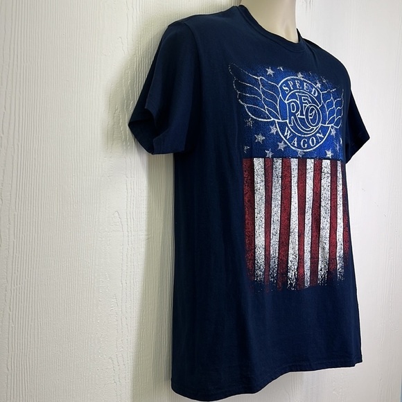 Gildan - REO Speed Wagon 2019 Tour Shirt Navy Blue Short Sleeve T Shirt Medium - Picture 4 of 9